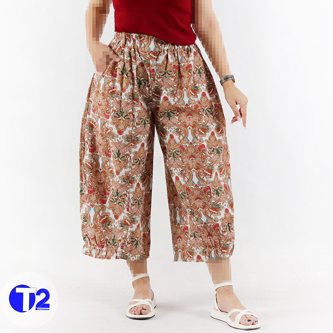 شلوار لینن چاپی پایین چین دار اتنا (3550)