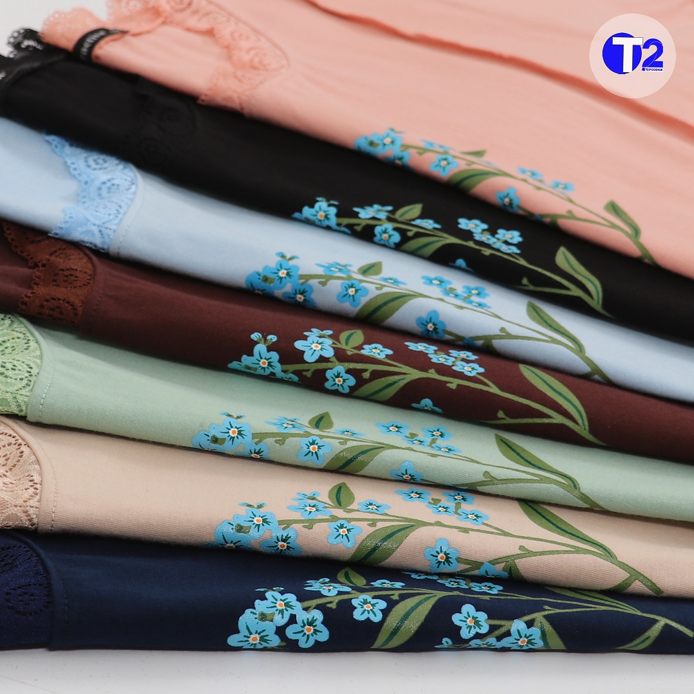 تیشرت باکسی شکوفه آبی  گیپوری(3125)