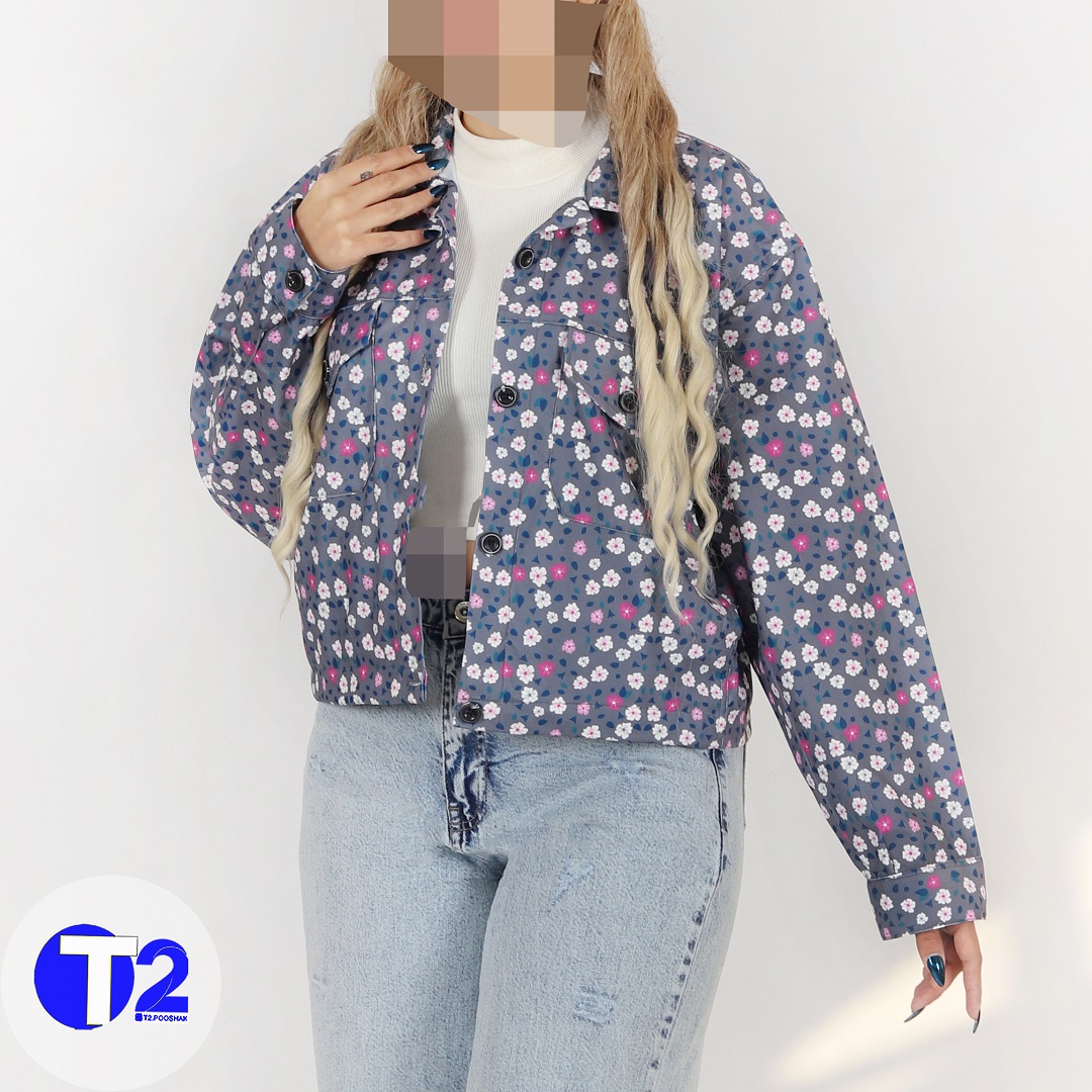 بامبرجکت 4جیب مخمل کبریتی گلدار (3288)
