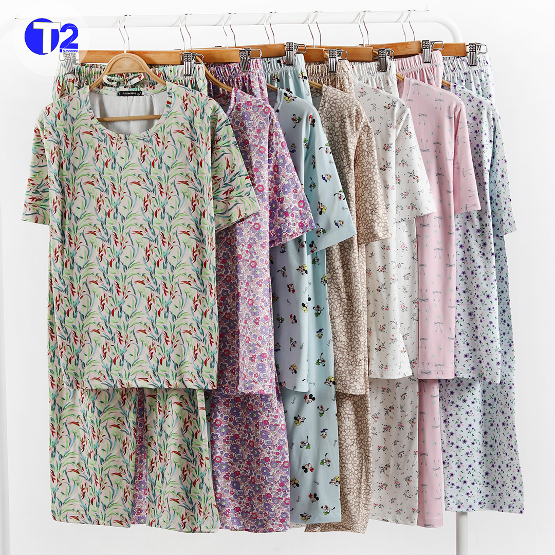 ست تیشرت وشلوار بامبو-یک طرح تکرار (3549)