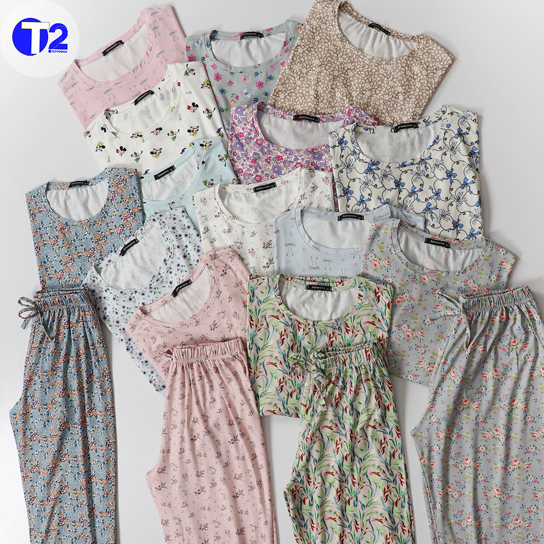 ست تیشرت وشلوار بامبو-یک طرح تکرار (3549)