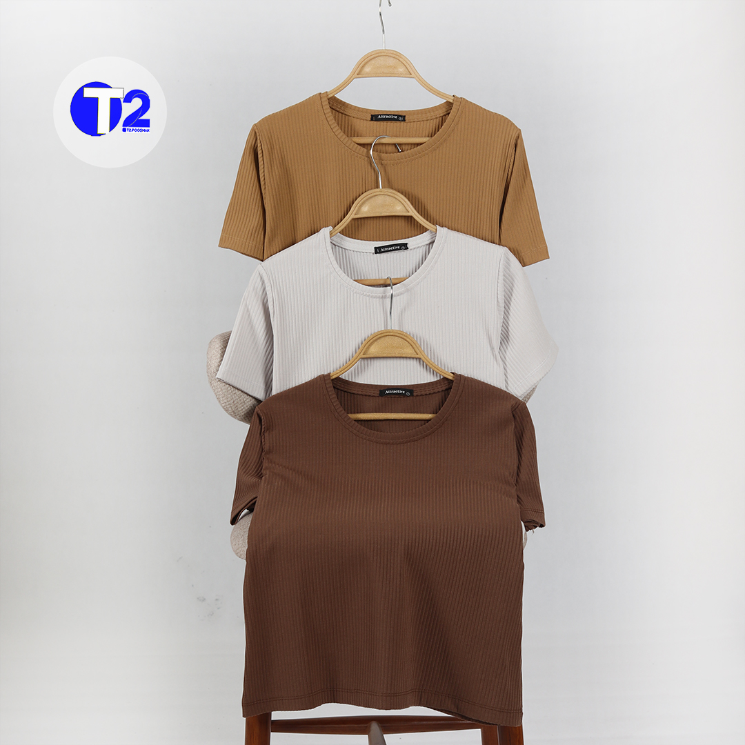 تیشرت یقه گرد کرکره 3رنگ کپشن(3364)