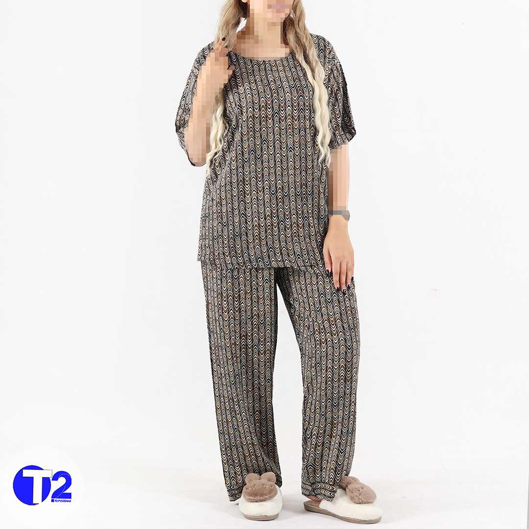 ست تیشرت وشلوار نخی قواره معمول (3447)