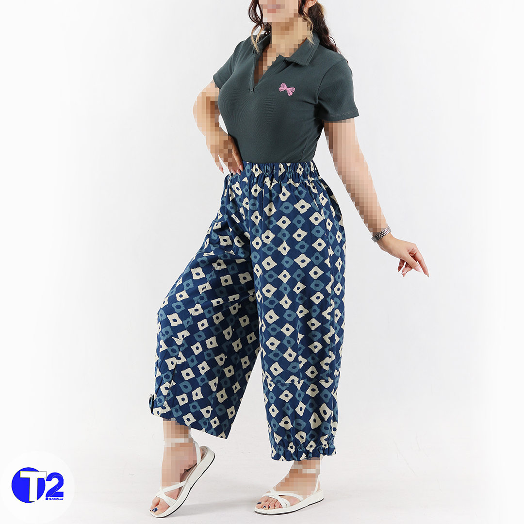 شلوار لینن چاپی پایین چین دار اتنا (3550)