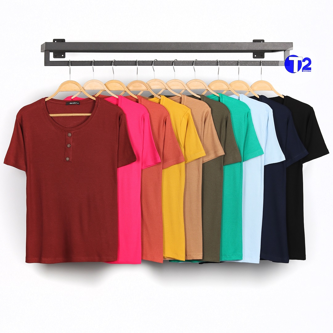 تیشرت بیگ سایز جلو دکمه برشکا (2887)