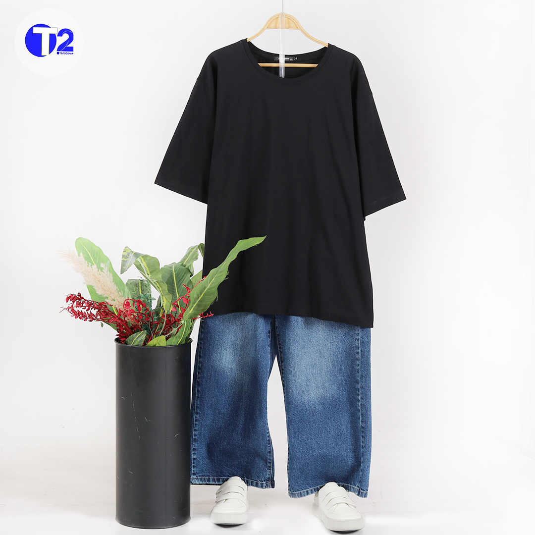 تیشرت لانگ ساده تک مشکی (2949)