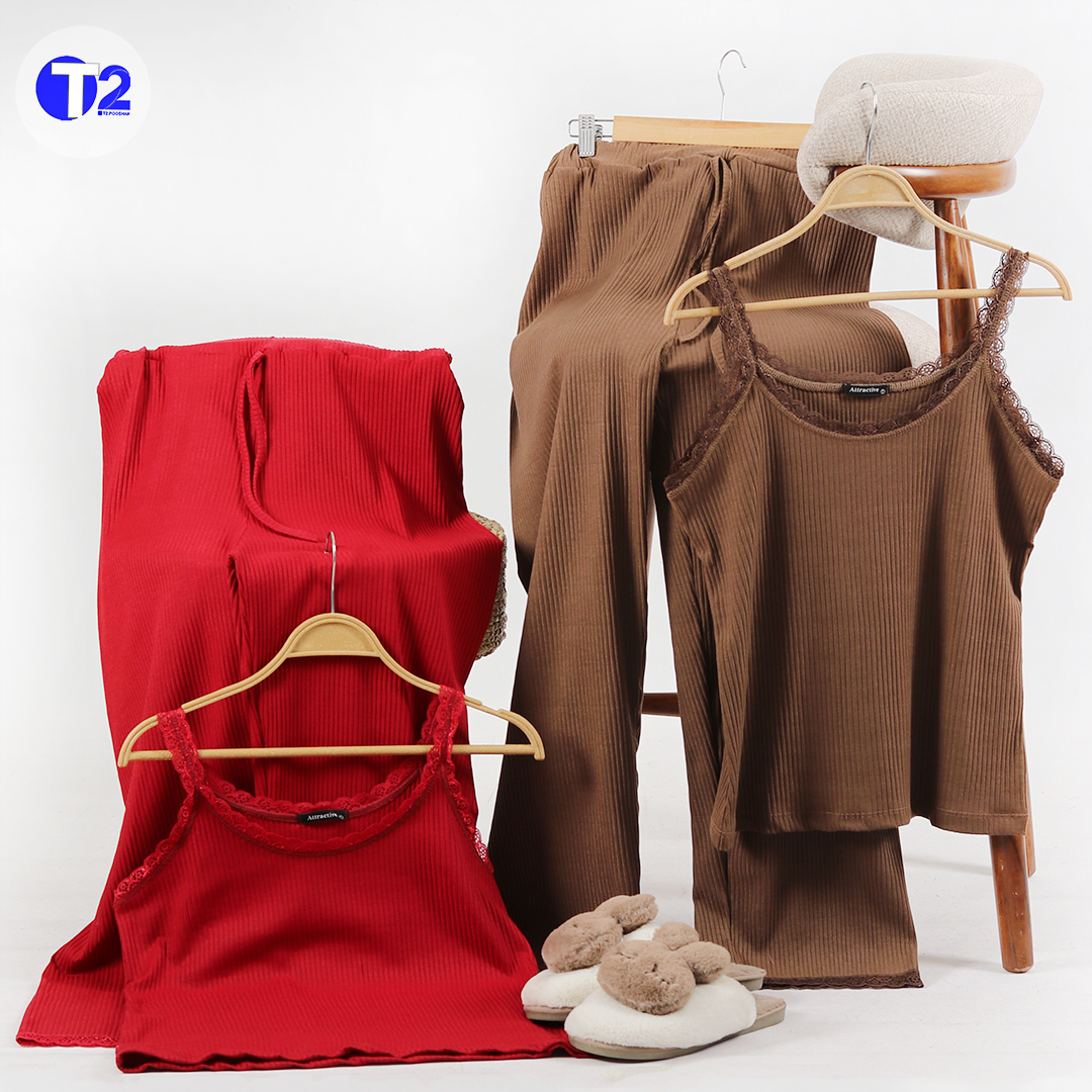 ست تاپ وشلوار گیپوری کرکره-5 عددی رنگ کپشن (3325)