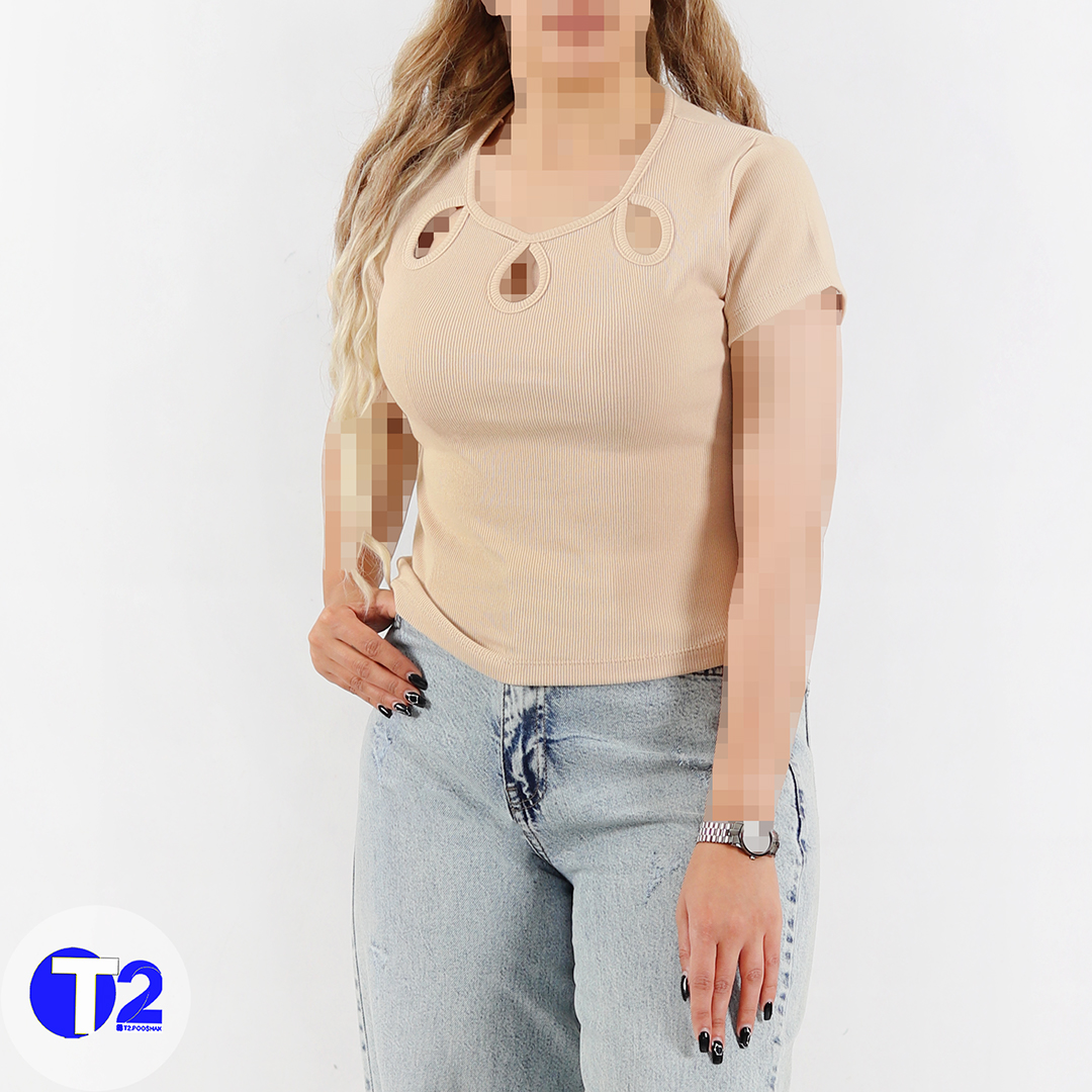 تیشرت کراپ فانریپ سیلوا مدل سینه اشکی (3429)