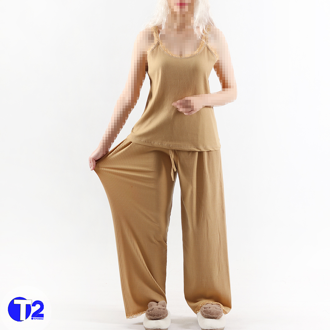 ست تاپ وشلوار گیپوری کرکره-5 عددی رنگ کپشن (3325)