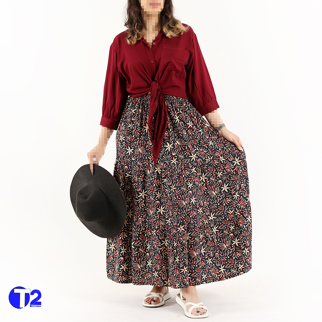 دامن بلند چین وا چین نخی تایلندی طرح جدید( 3417)