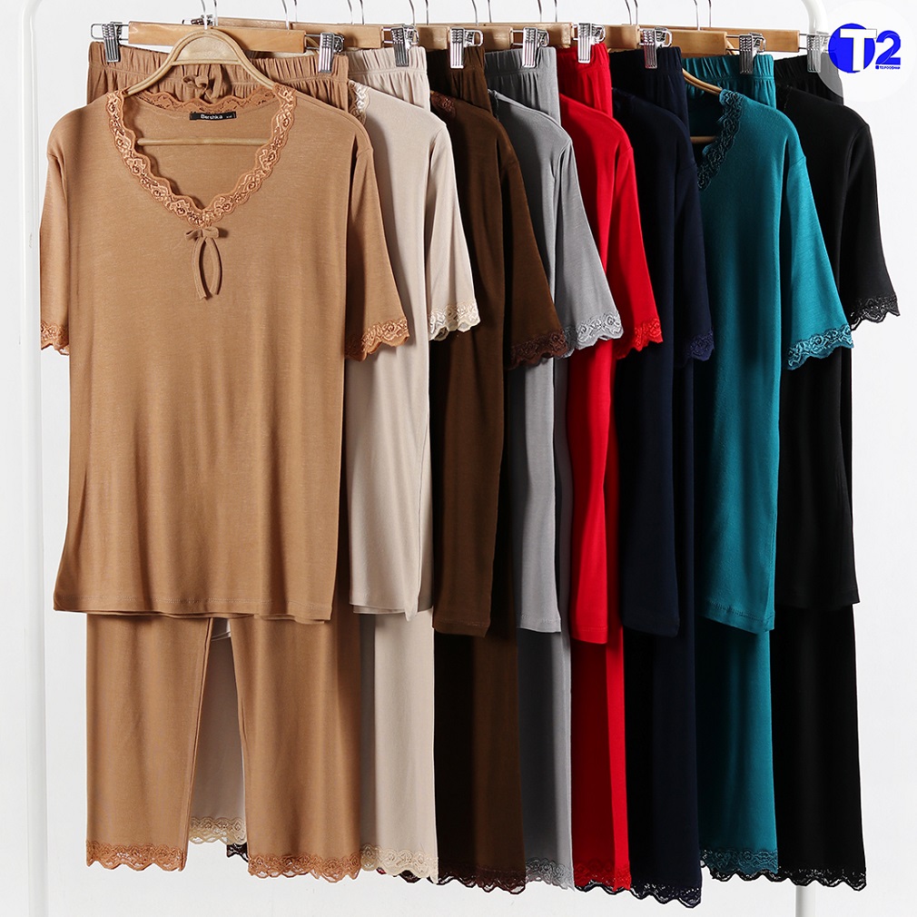 ست تیشرت وشلوارقواره دار پاپایا گیپوری (3489)