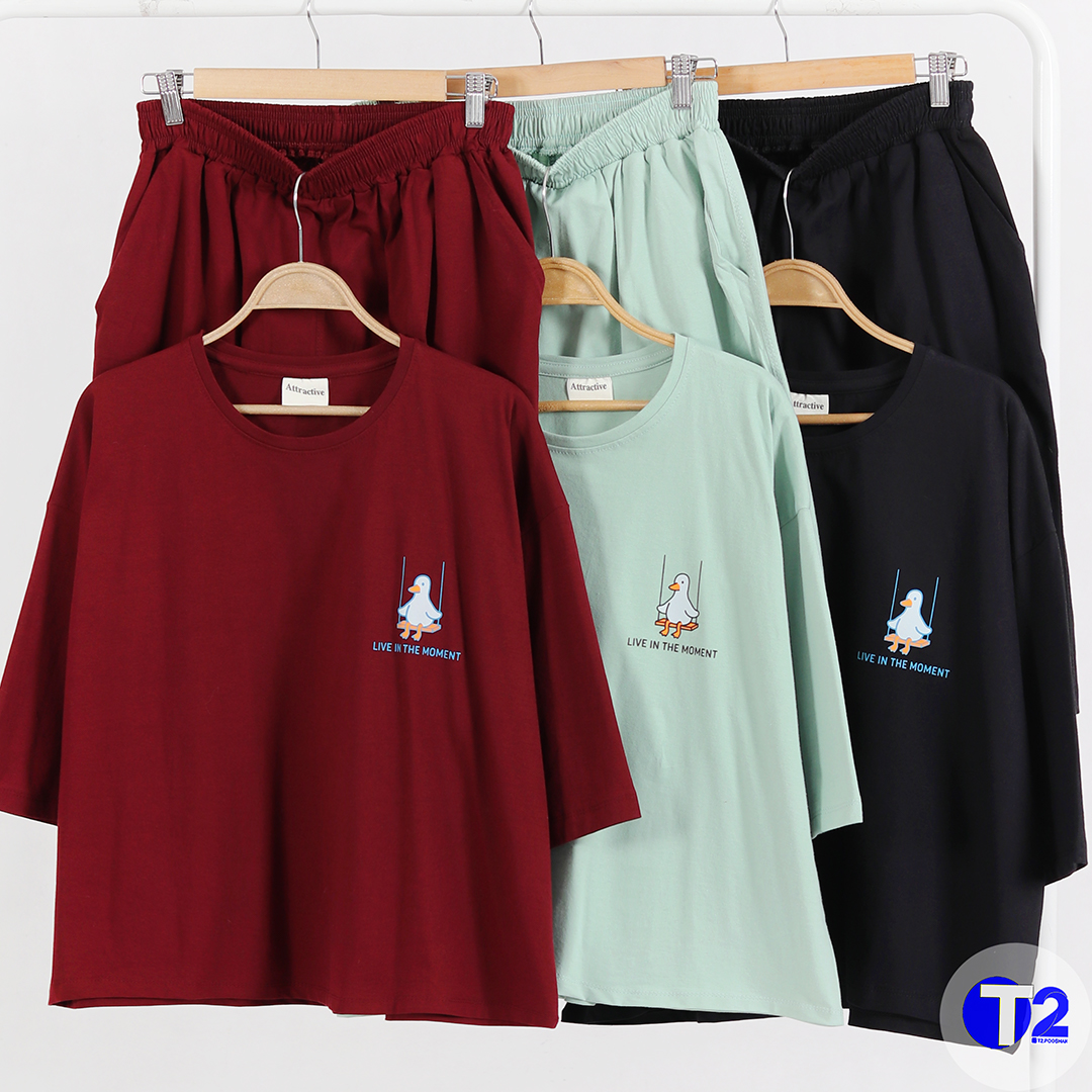 ست تیشرت فول باکسی وشلوارک اردک(3428)