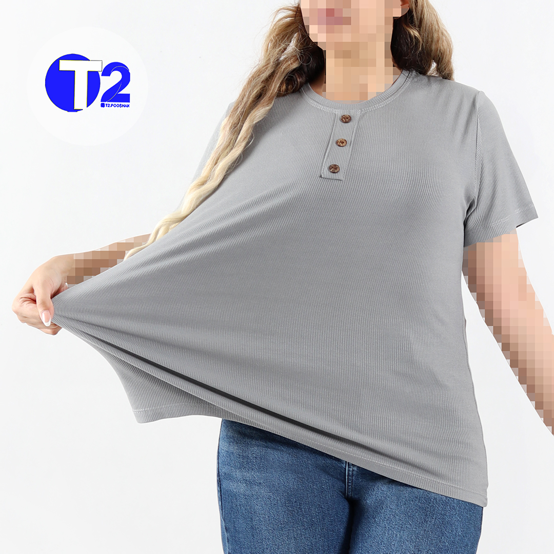 تیشرت جلو دکمه بیگ سایزبرشکا (3427)