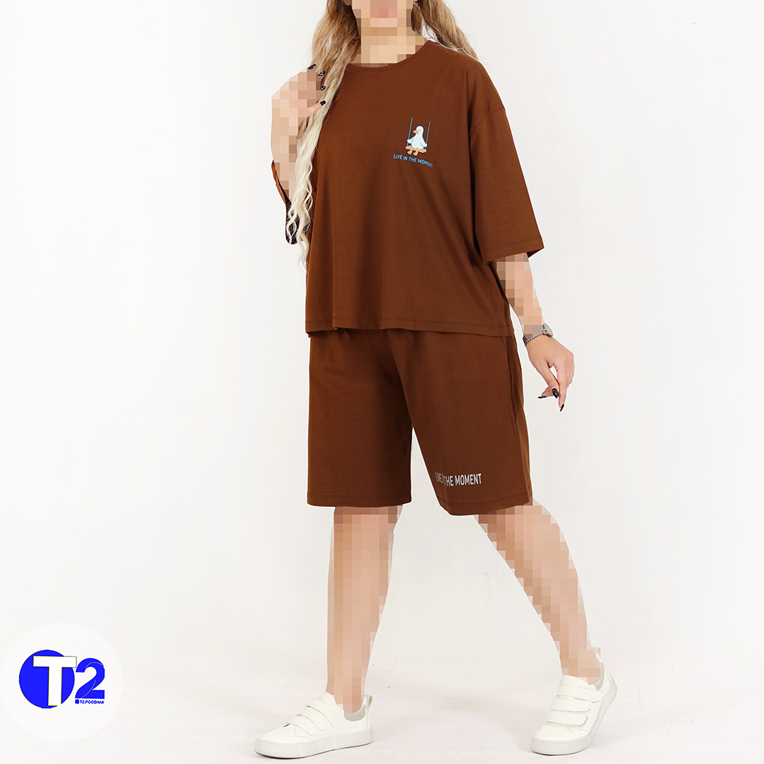 ست تیشرت فول باکسی وشلوارک اردک(3428)