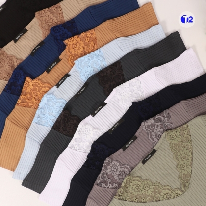 تیشرت یقه گیپوری کرکره ده رنگ (2862)