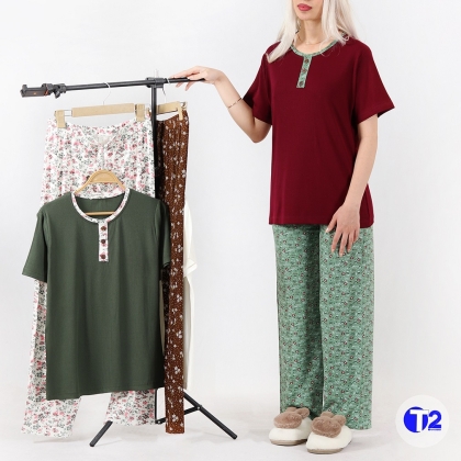 ست تیشرت وشلوار ترکیبی برشکا (3309)
