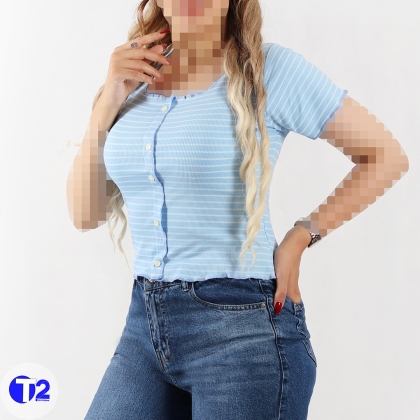 تیشرت کراپ رینگی ژورخورده برشکا پک 5 عددی-یک رنگ تکرار(3501)
