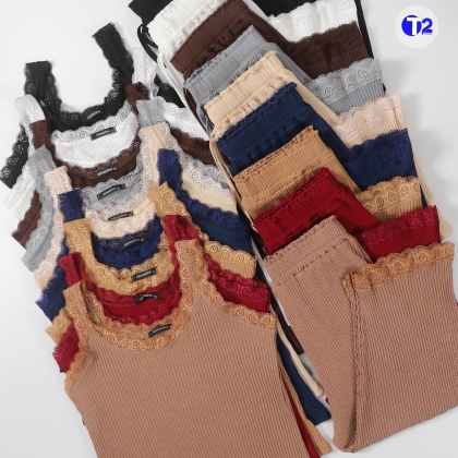 ست تاپ وشلوارک برمودا گیپوری کرکره(3204)