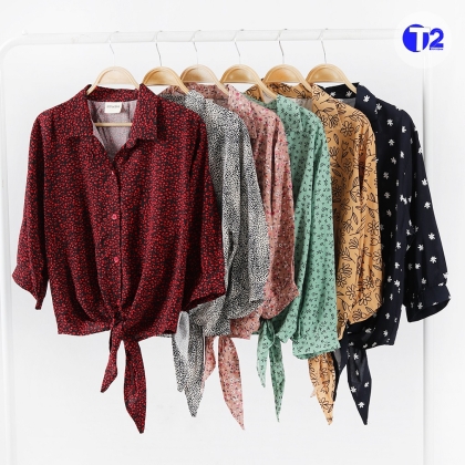 شومیز گره ای گل ریز وارداتی (3518)