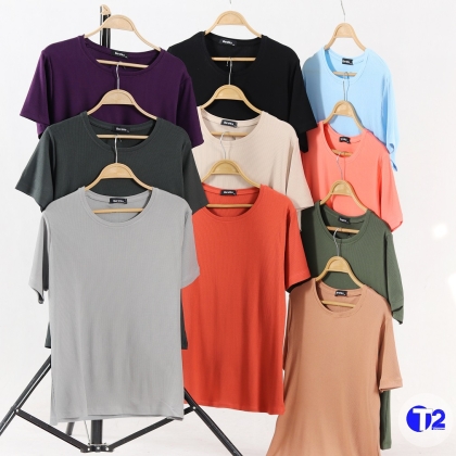 تیشرت بیگ سایزبرشکا یقه گرد پک رنگی (3131)