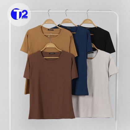 تیشرت یقه گرد کرکره 3رنگ کپشن(3364)