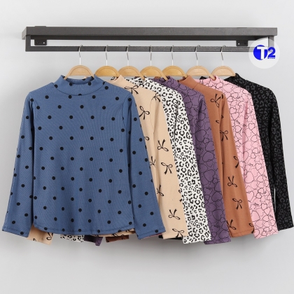 بلوزفانریپ چاپی یقه ایستاده پک 7تایی(3188)