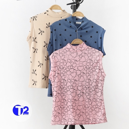 تاپ سایزدوفانریپ چاپی  یقه ایستاده (3221)