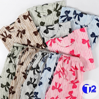 ست تیشرت وشلوار کراش نخ طرح پاپیون(3269)