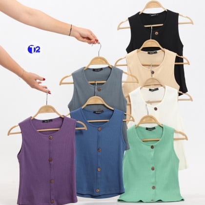 کراپ تاپ  دکمه دار سایزیک (3017)