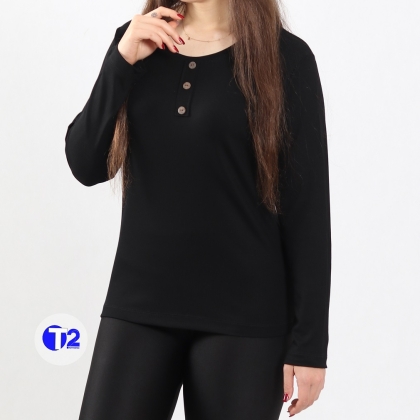 بلوزجلودکمه تک مشکی  گرم بالا بیگ سایز برشکا (3240)