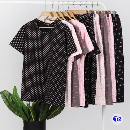 ست تیشرت وشلوارک سایزدو میکس گلدار(3146)