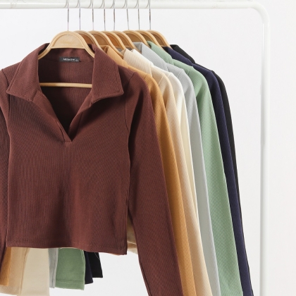 بلوز کراپ یقه شکاری (3152)