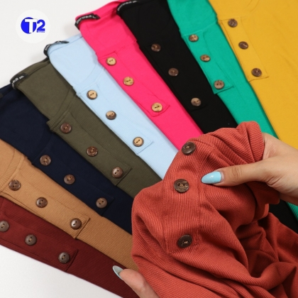 تیشرت بیگ سایز جلو دکمه برشکا (2887)