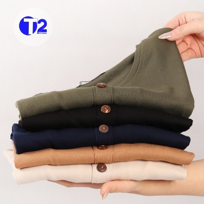 تیشرت بیگ سایز برشکا جلودکمه  پنج رنگ اصلی (2990)