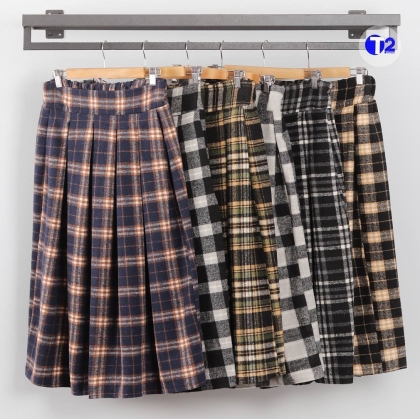 دامن پشمی چهارخونه پیله ای (3163)