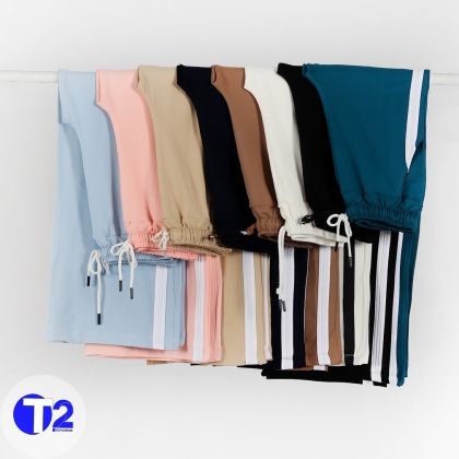 شلوار بگ بغل نواری گلکسی رنگی (3270)