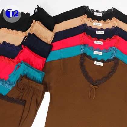 ست تیشرت وشلوار گیپوردار پاپایا (3489)