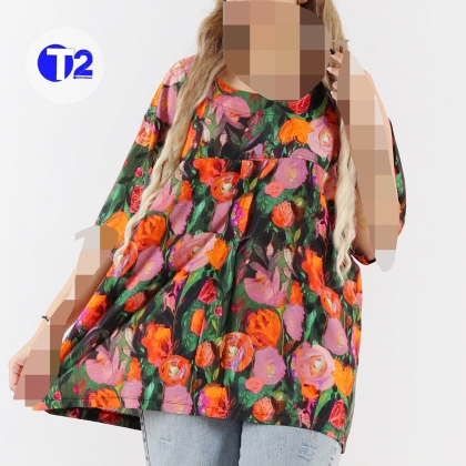 تیشرت جلو پیله دار نخی قواره دار (3316)