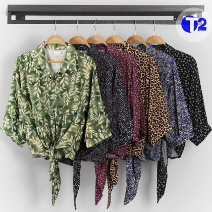 شومیز مانتو پایین گره نخی وارداتی (3398)