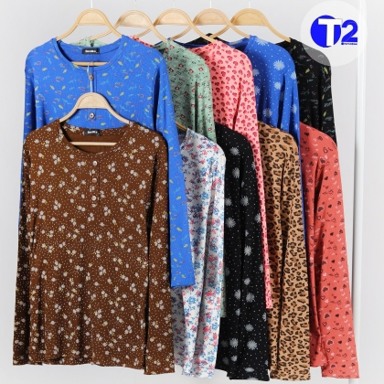 بلوز کبریتی چاپی برشکا جلودکمه دار(3298)