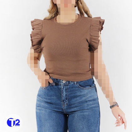 کراپ تاپ استین پروانه ای (3464)