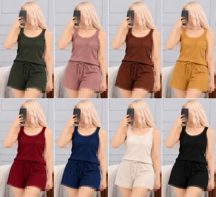 ست تاپ وشورتک کرکره گیپوری 8رنگ(3116)