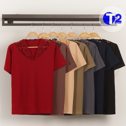 تیشرت یقه هفت گیپوری کرکره (3356)