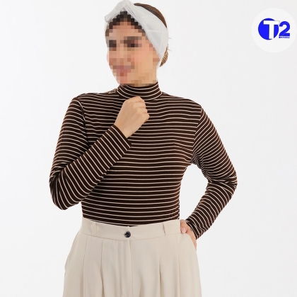 بلوز یقه ایستاده کبریتی راه راه (3610)