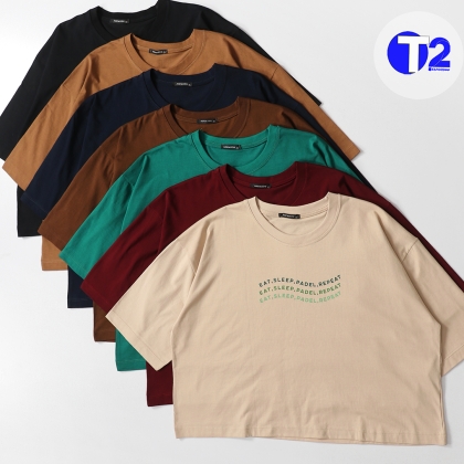 تیشرت فول باکسی  آستین سه ربع پادل(3491)