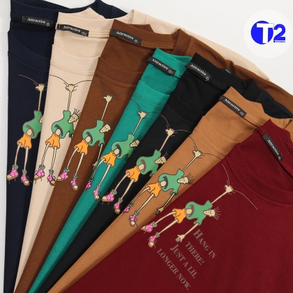 تیشرت فول باکسی آستین سه ربع هنگ (3492)