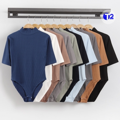 بادی یقه ایستاده کرکره آستین سه ربع (3142)