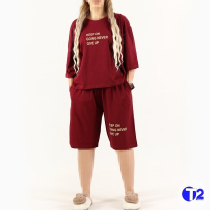 ست تیشرت فول باکسی وشلوارک قواره دار (3397)NEVER