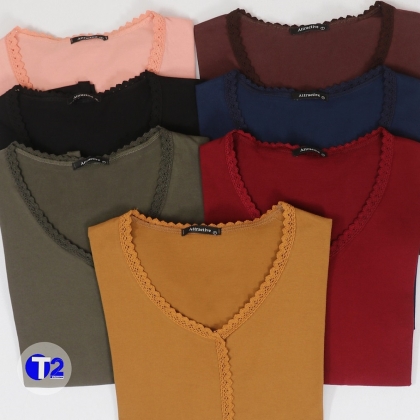 بلوز یقه کنفی آستین بلند قواره دار(3130)