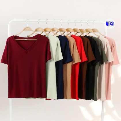 تیشرت یقه هفت برشکا پک رنگی (3145)